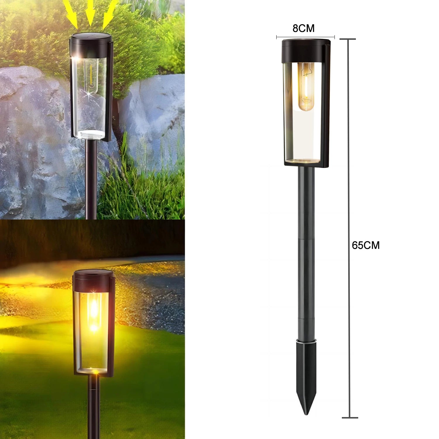 2Pc Solar Garden Light Outdoor Courtyard Lamp Ip65 Waterproof RGB Warm Light for Garden Yard Lawn Backyard Landscape Porch Decor